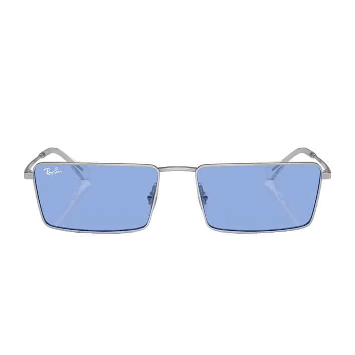 Ray Ban Women Rectangle Frame Mirror Silver Sunglasses