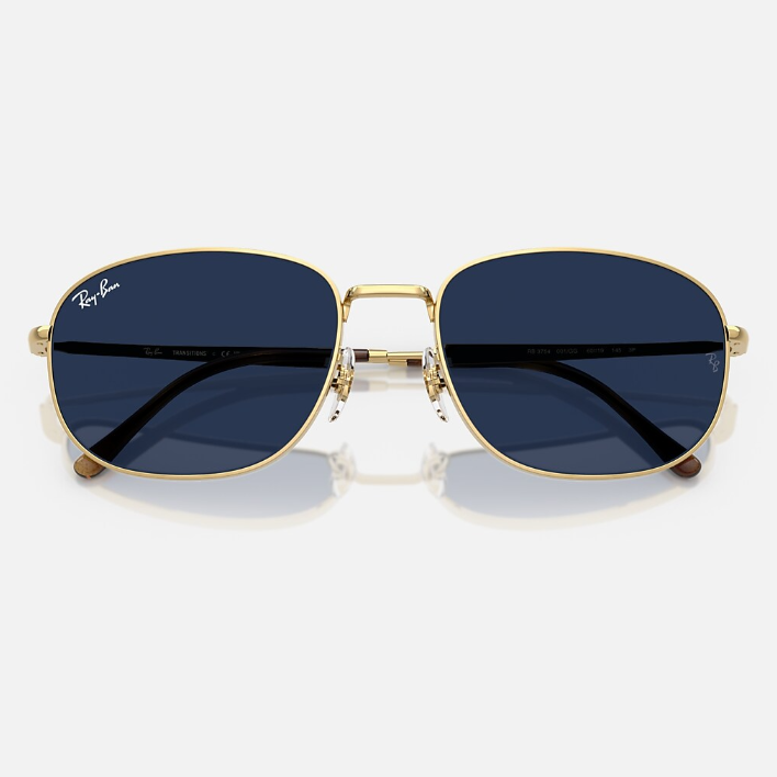 Ray Ban Women Square Frame Metallic Gold Sunglasses