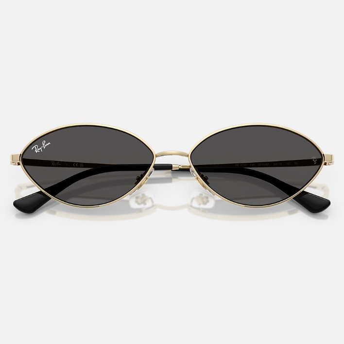 Ray Ban Women Oval Frame Polished Pale Gold Sunglasses