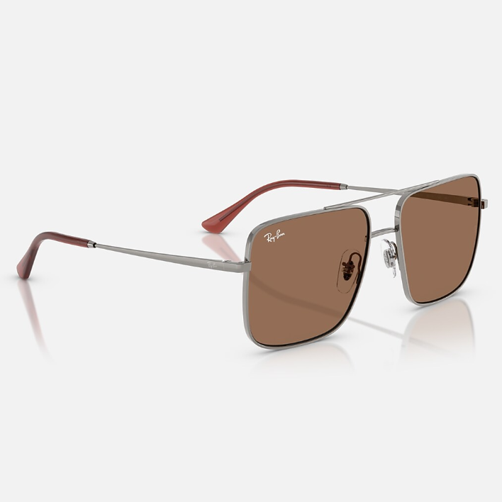 Ray Ban Men Square Frame Steel Silver Sunglasses