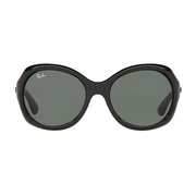 Ray Ban Men Round Frame Leather Black Sunglasses