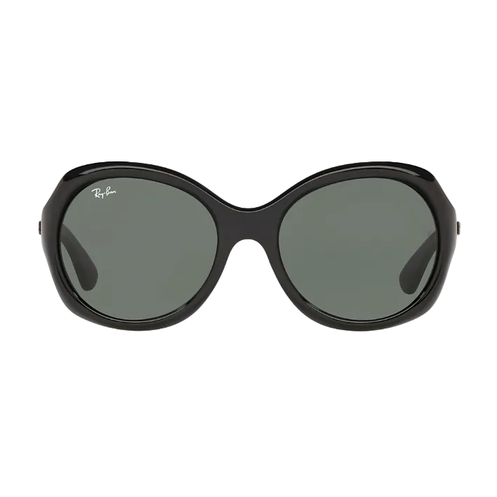 Ray Ban Men Round Frame Leather Black Sunglasses
