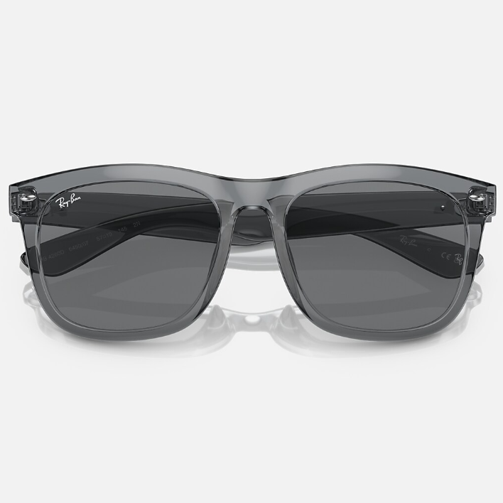 Ray Ban Men Square Polished Transparent Grey Sunglasses
