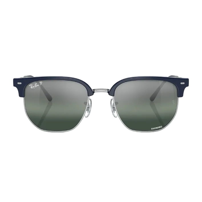 Ray Ban Men Irregular Frame  Polished Blue On Silver Sunglasses