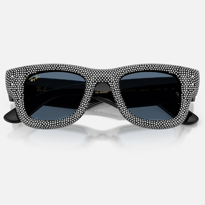 Ray Ban Women Square Frame Shiny Black Sunglasses
