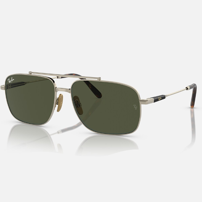 Ray Ban Men Pillow Frame Shiny Matte Gold Sunglasses