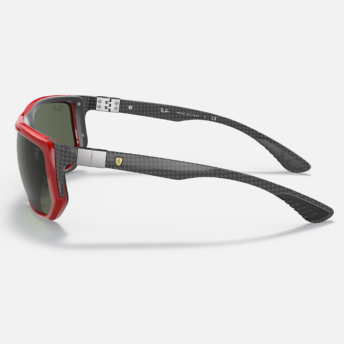 Ray Ban Men Irregular Frame Polished Dark Red Sunglasses