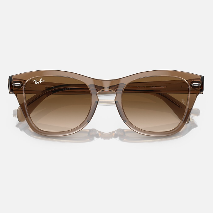 Ray Ban Men Square Frame Transparent Light Brown Sunglasses