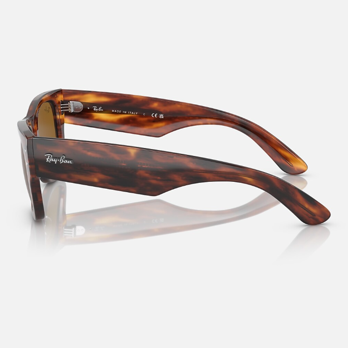 Ray Ban Men Square Frame Striped Havana Sunglasses