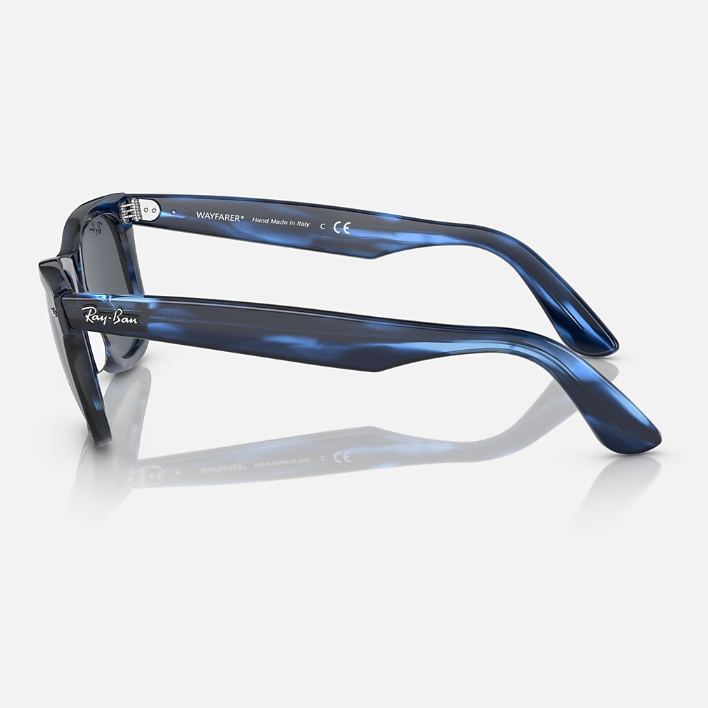 Ray Ban Men Square Frame Polished Striped Blue Sunglasses
