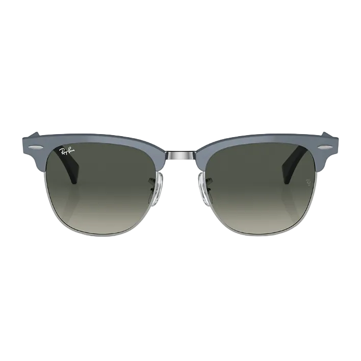 Ray Ban Women Square Frame Matte Blue On Silver Sunglasses