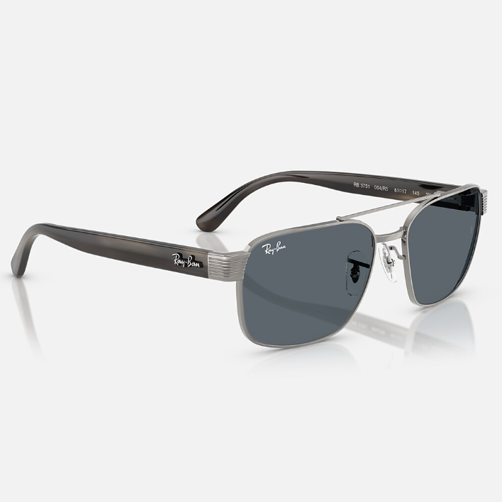 Ray Ban Men Square Frame Crystal Silver Sunglasses