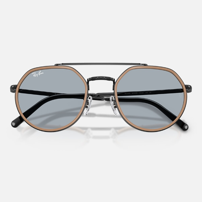 Ray Ban Men Irregular Frame Polished Black Sunglasses
