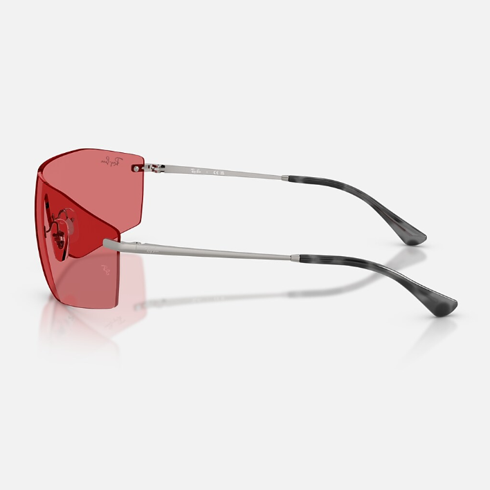 Ray Ban Men Irregular Frame Polished Shiny Gunmetal Sunglasses