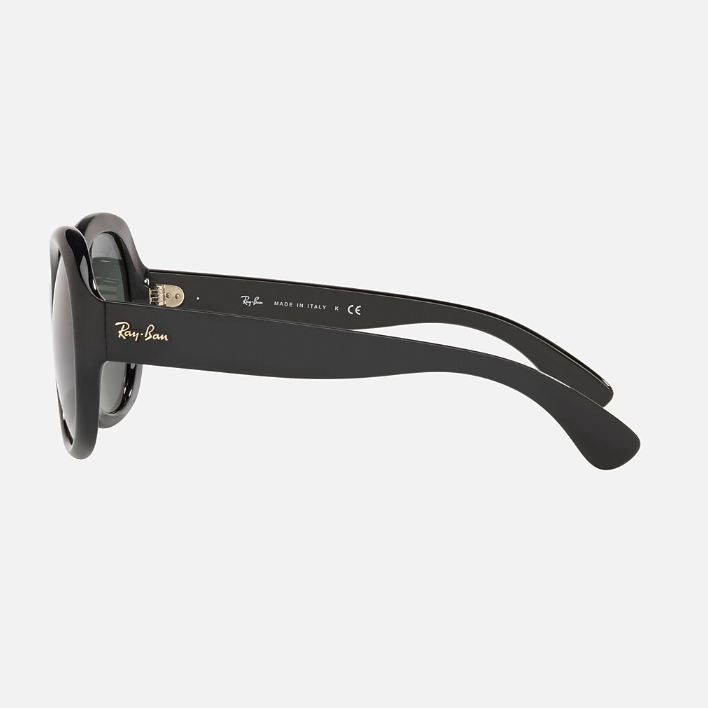 Ray Ban Men Round Frame Leather Black Sunglasses