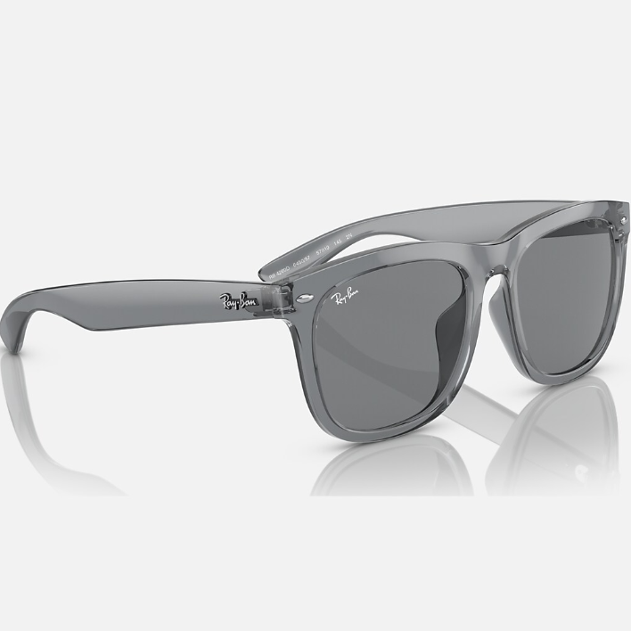 Ray Ban Men Square Polished Transparent Grey Sunglasses