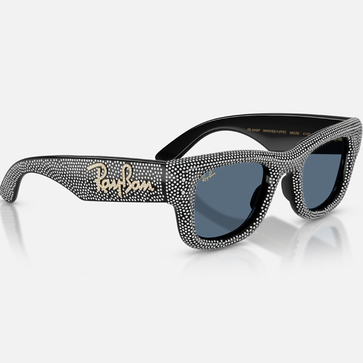 Ray Ban Women Square Frame Shiny Black Sunglasses