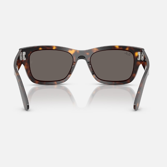Ray Ban Women Rectangle Frame Polished Havana Sunglasses