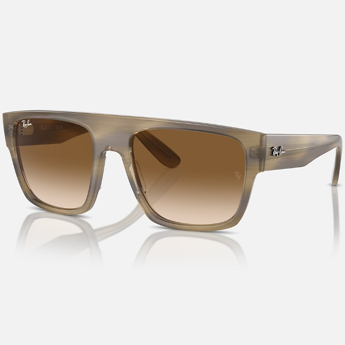 Ray Ban Men Pillow Frame Polished Striped Green Sunglasses