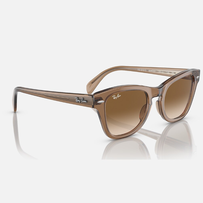 Ray Ban Men Square Frame Transparent Light Brown Sunglasses