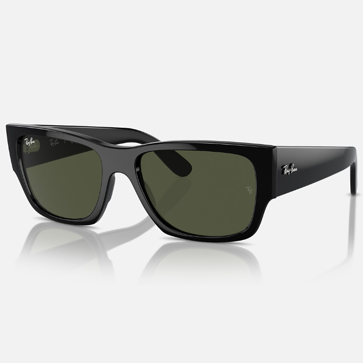 Ray Ban Women Rectangle Frame Washed Black Sunglasses