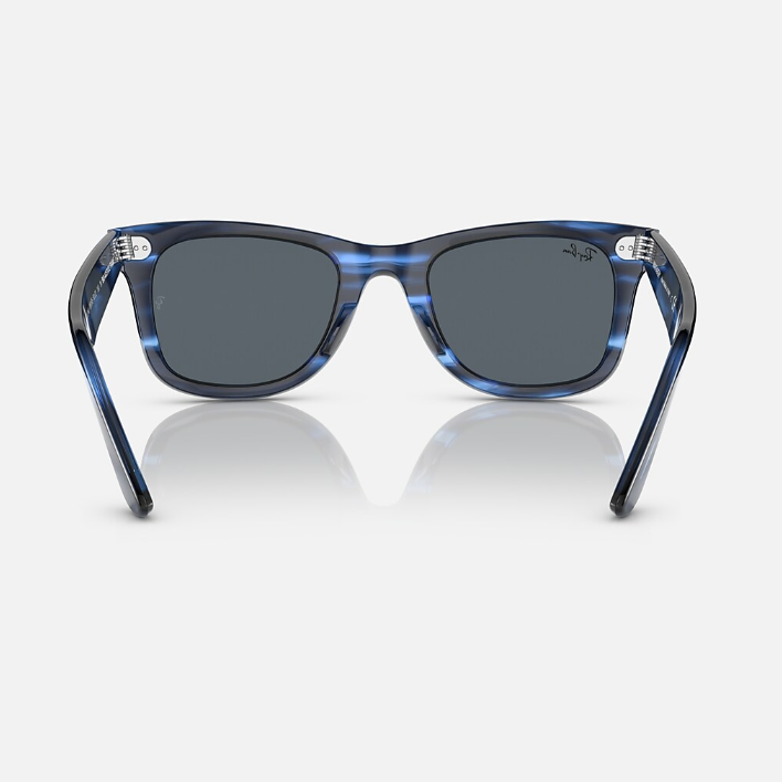 Ray Ban Men Square Frame Polished Striped Blue Sunglasses