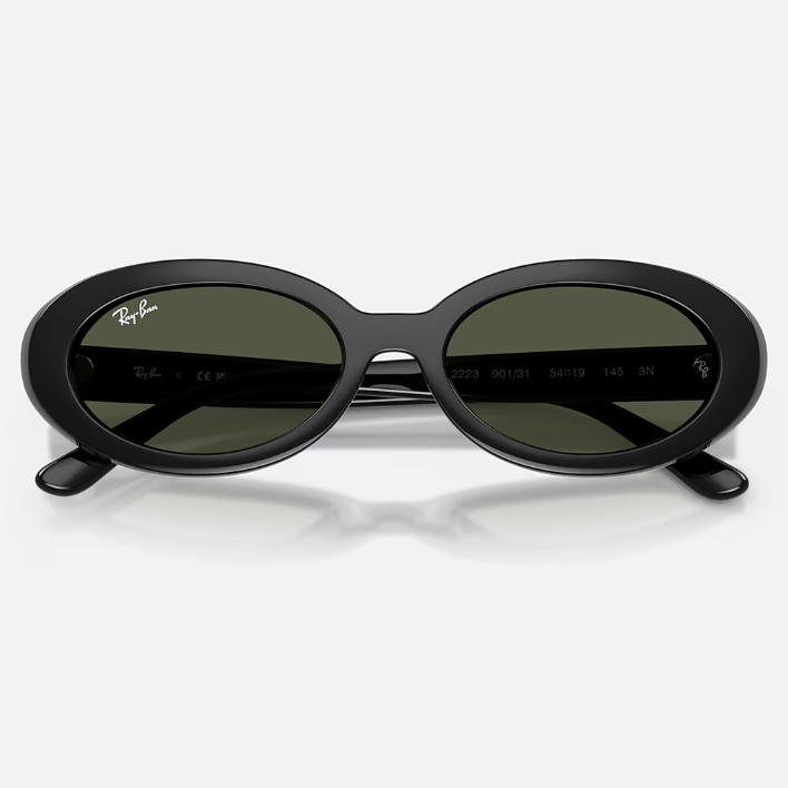 Ray Ban Women Oval Frame Vintage Black Sunglasses