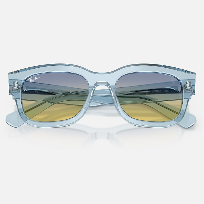 Ray Ban Men Square Frame Transparent Light Blue Sunglasses