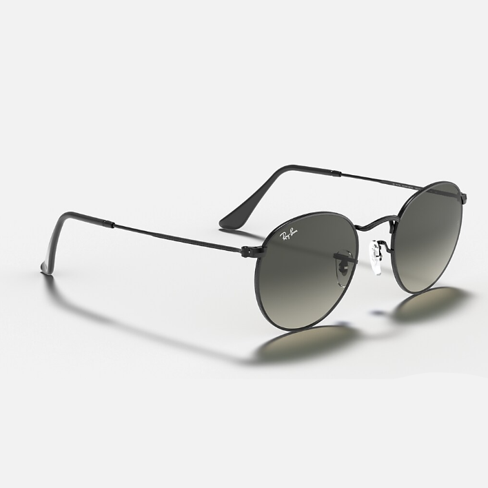 Ray Ban Men Round Frame Volcanic Black Sunglasses