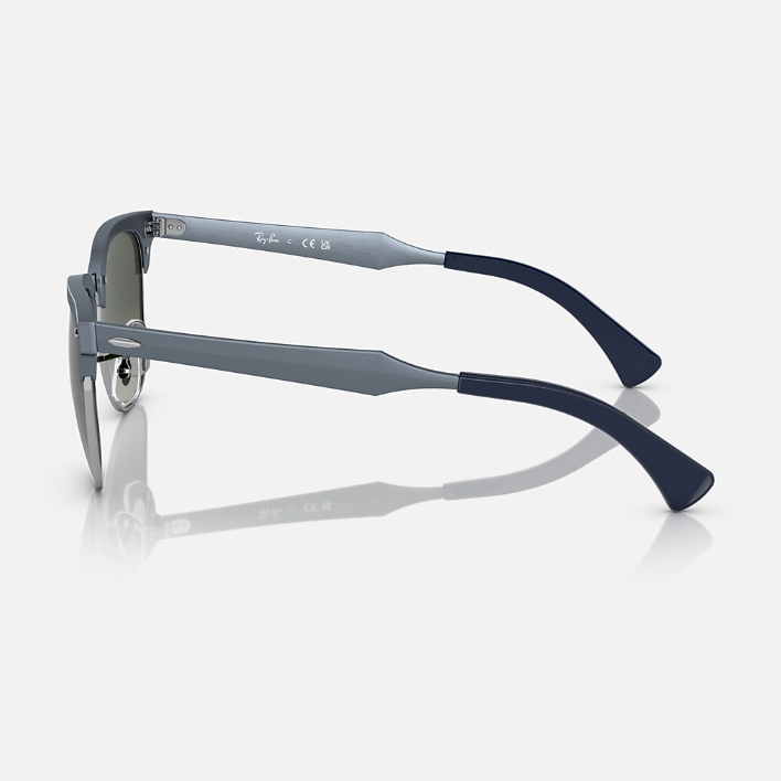 Ray Ban Women Square Frame Matte Blue On Silver Sunglasses