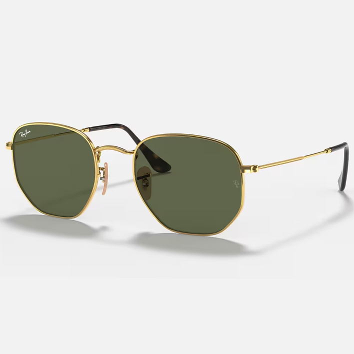 Ray Ban Men Irregular Frame Polished Arista Gold Sunglasses