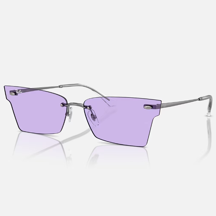 Ray Ban Men Irregular Frame Metallic Silver Sunglasses