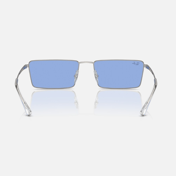 Ray Ban Women Rectangle Frame Mirror Silver Sunglasses
