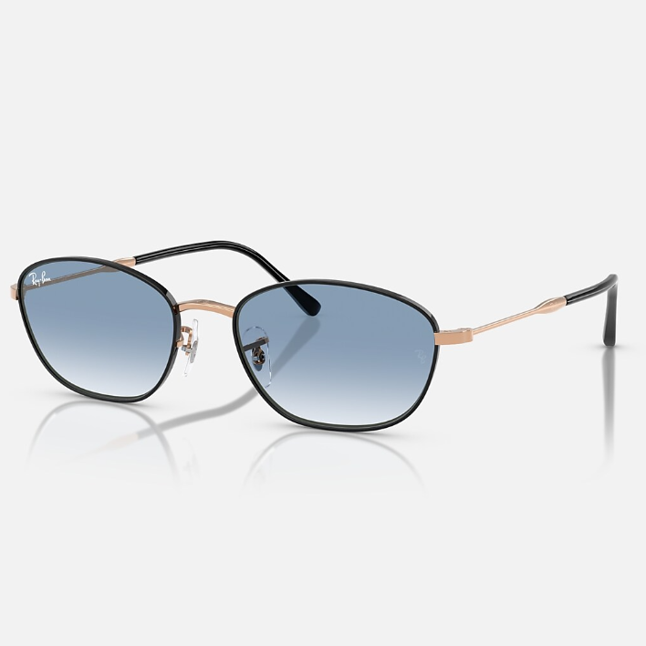 Ray Ban Women Irregular Frame Polished Black On Rosegold Sunglasses