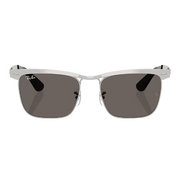 Ray Ban Men Square Frame Matte Sandblasted Silver Sunglasses