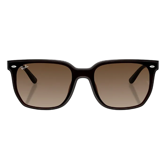 Ray Ban Men Square Frame Polished Transparent Dark Brown Sunglasses