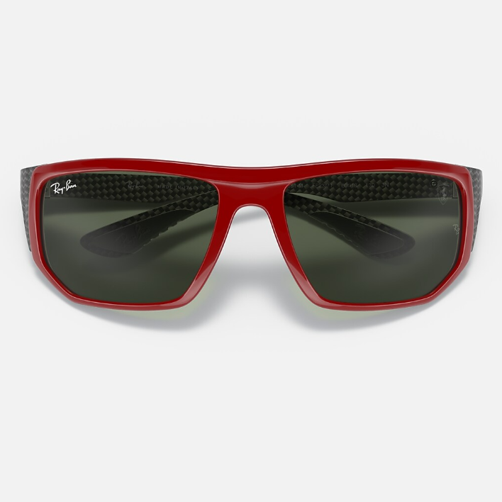 Ray Ban Men Irregular Frame Polished Dark Red Sunglasses