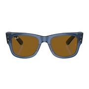 Ray Ban Men Square Frame Polished Transparent Blue Sunglasses
