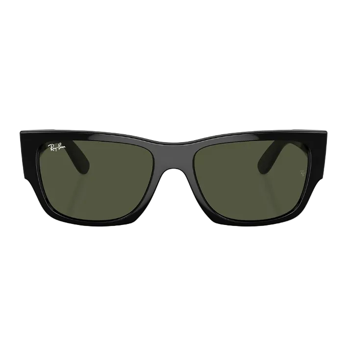 Ray Ban Women Rectangle Frame Washed Black Sunglasses