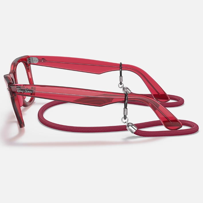 Ray Ban Men Square  Frame Polished Transparent Red Sunglasses