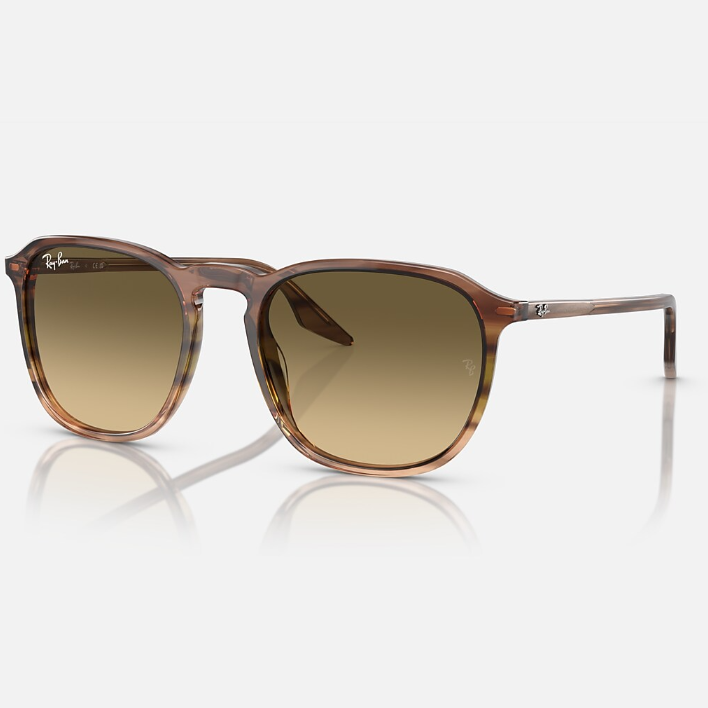 Ray Ban Women Square Frame Striped Brown & Green Sunglasses