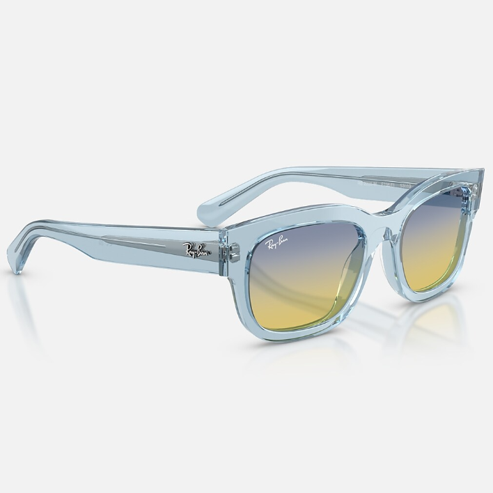 Ray Ban Men Square Frame Transparent Light Blue Sunglasses