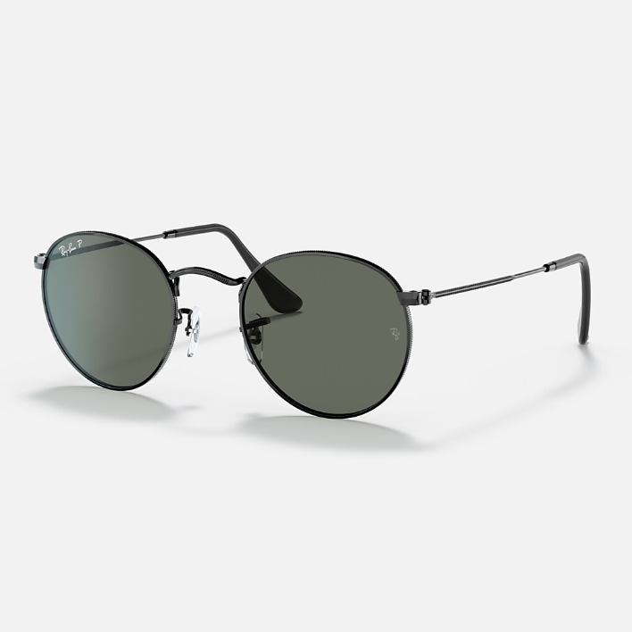 Ray Ban Men Round Frame Caviar Black Sunglasses