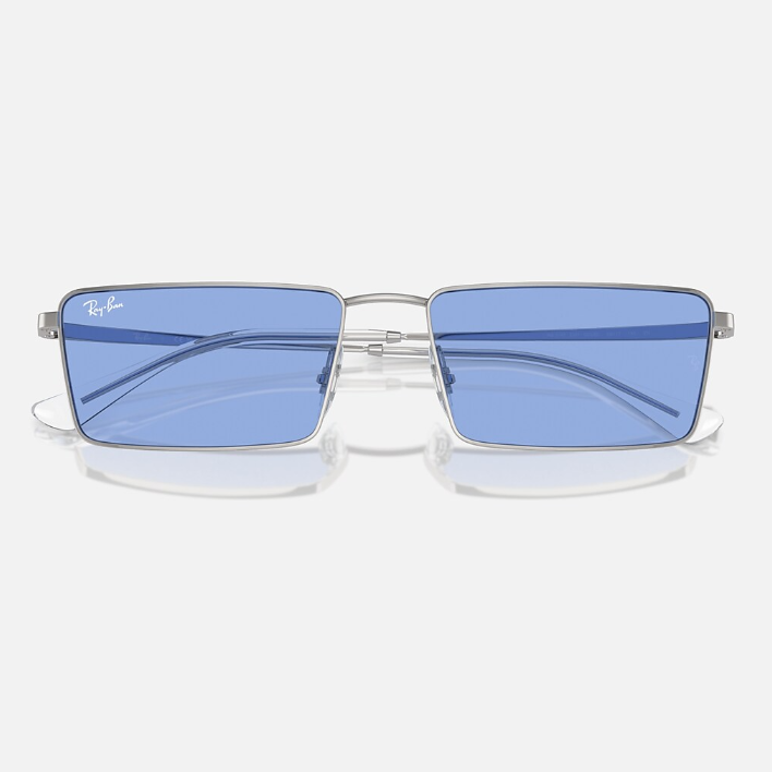 Ray Ban Women Rectangle Frame Mirror Silver Sunglasses