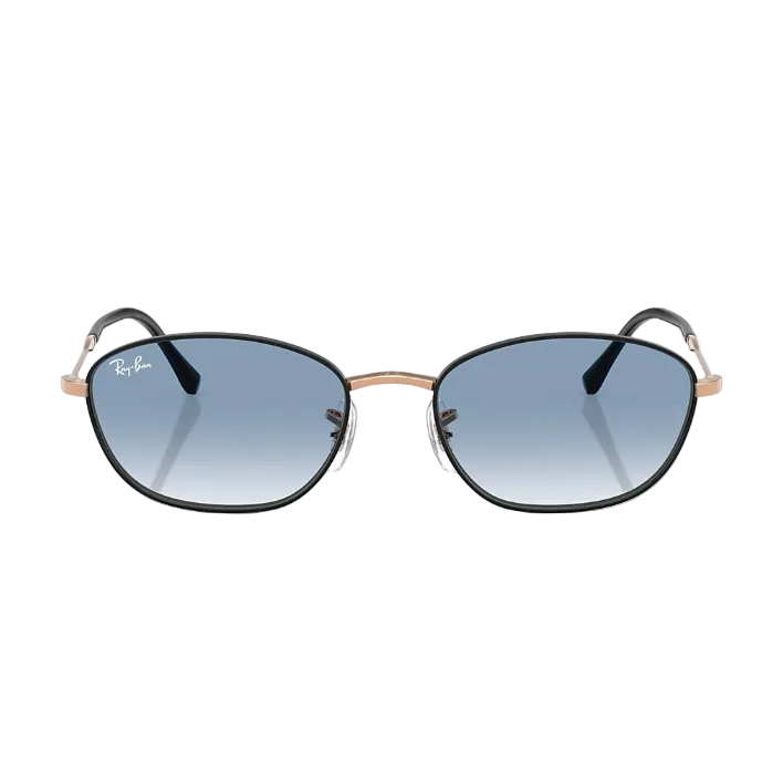 Ray Ban Women Irregular Frame Polished Black On Rosegold Sunglasses