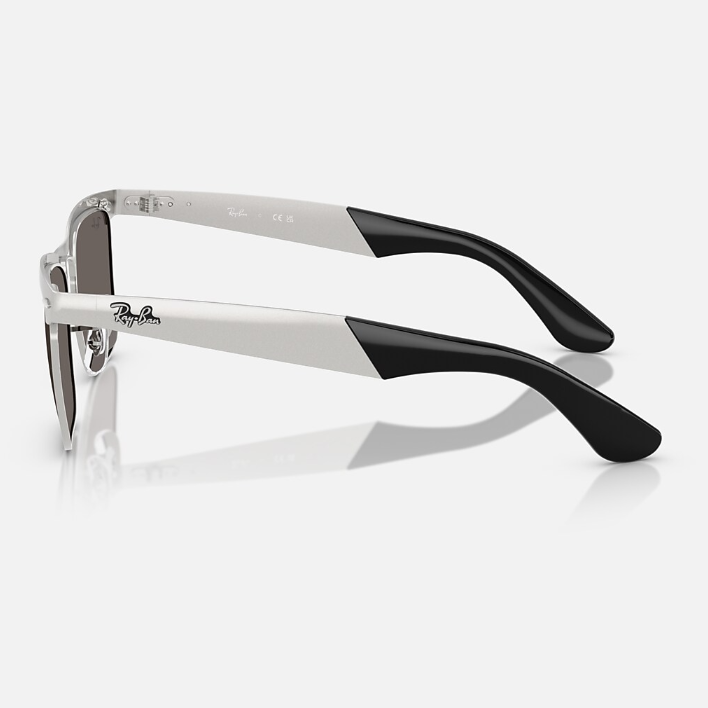 Ray Ban Men Square Frame Matte Sandblasted Silver Sunglasses