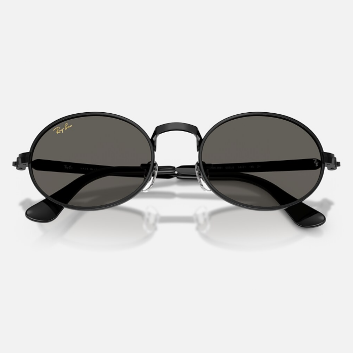 Ray Ban Men Oval Frame Coal Black Sunglasses