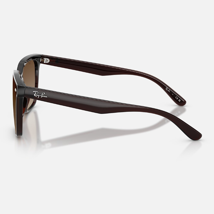 Ray Ban Men Square Frame Polished Transparent Dark Brown Sunglasses
