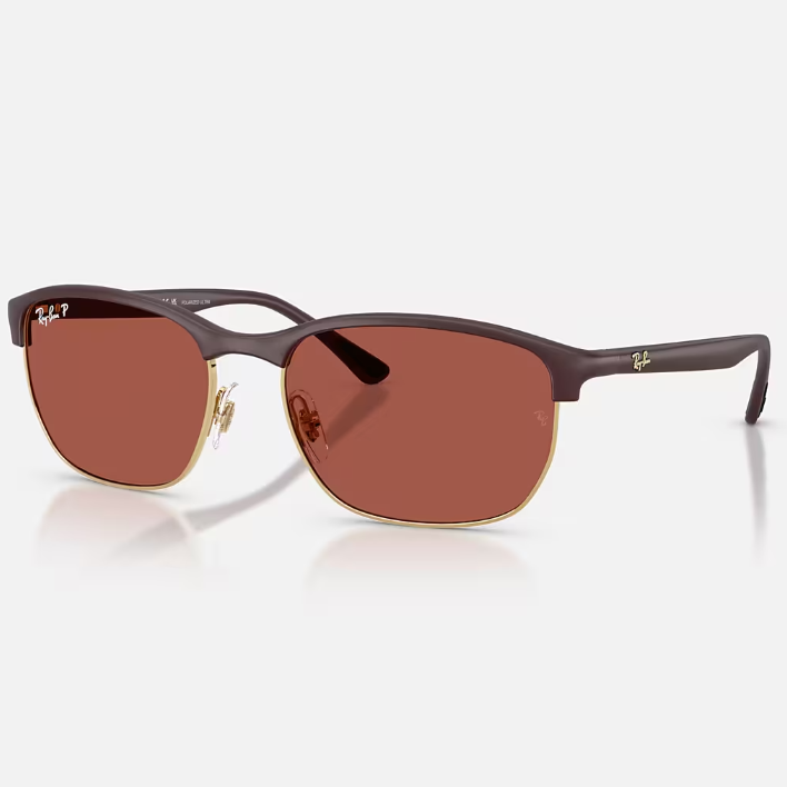 Ray Ban Men Square Frame Matte Sand Violet Sunglasses