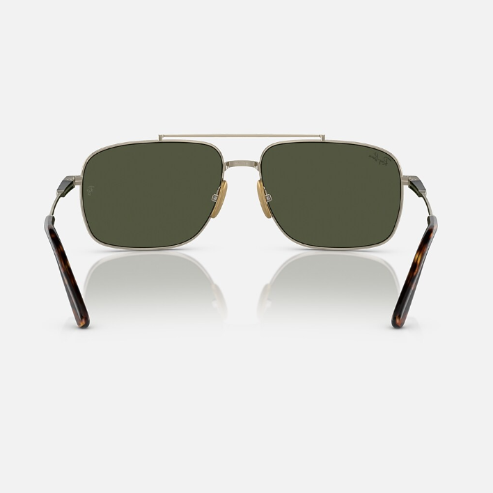 Ray Ban Men Pillow Frame Shiny Matte Gold Sunglasses
